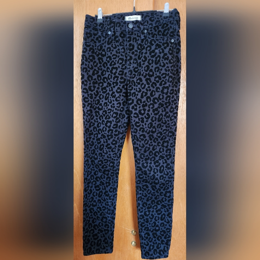 Madewell black leopard print midrise pants